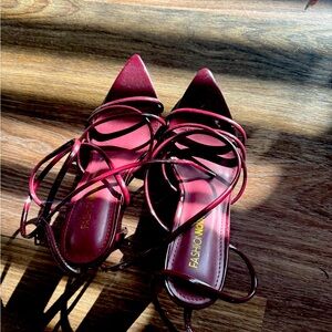 Fashion Nova Pointy Toe Burgundy Heels